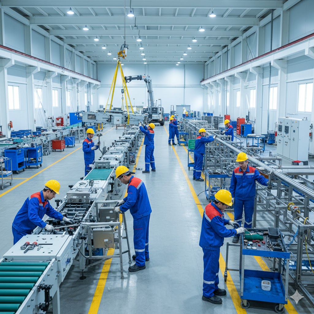 Servicios de desmontaje y montaje de líneas de producción